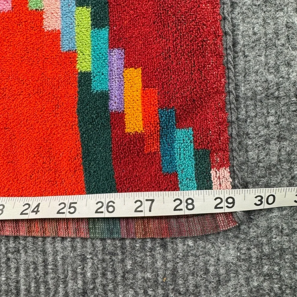 Vtg 70s 80s Royal Terry Bath Towel Southwestern Geometric Red Rainbow Brazil